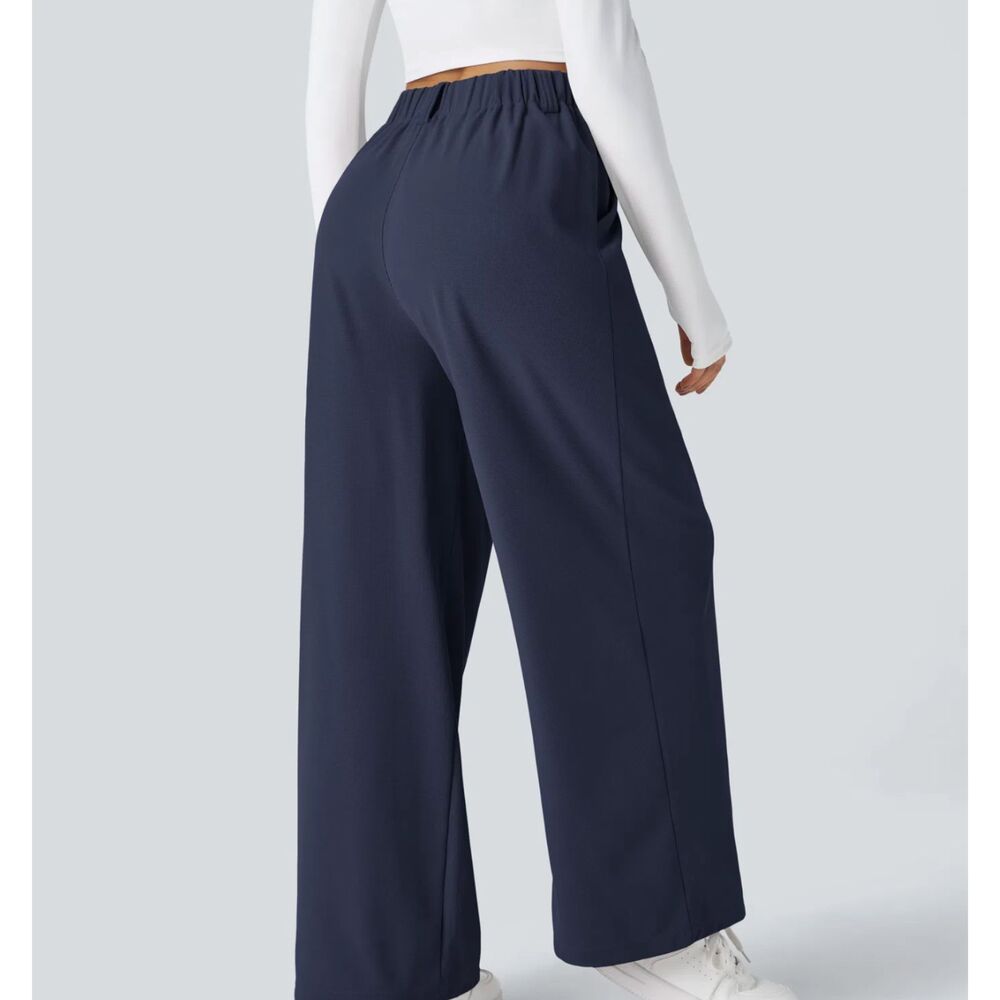 Halara Flex™ Large High Waisted Waffle Wide Leg Work Pants - Picture 3 of 10